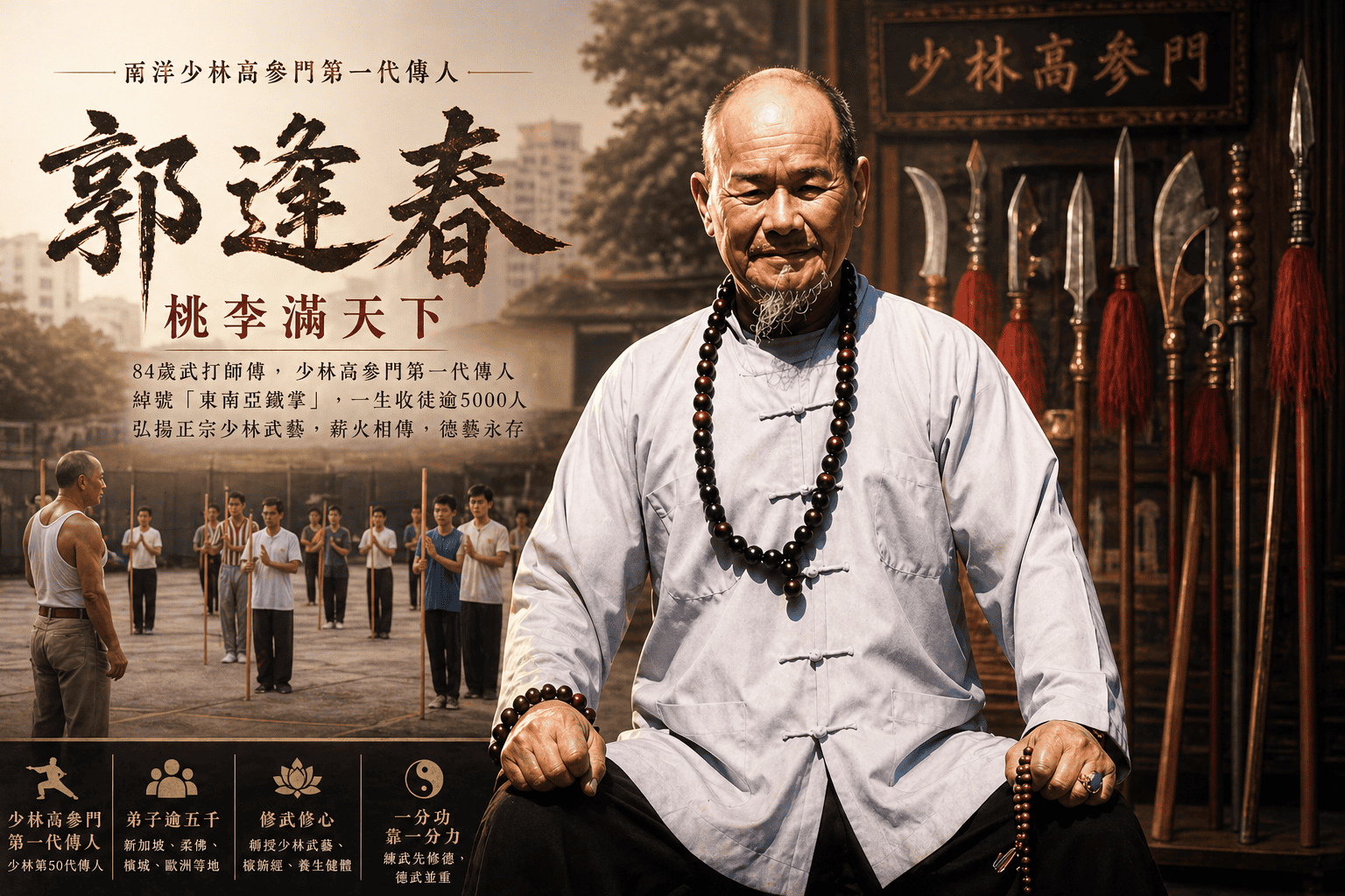 南洋少林高參門第一代傳人郭逢春：桃李滿天下
